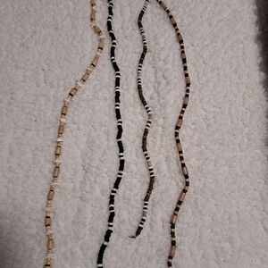 Elegant Beaded Necklace Set - Black, Tan, and Cream